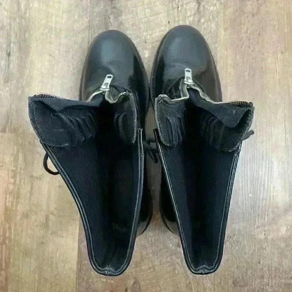 Sandro Paris Black Military Boots Chunky Women's 40 US 10 Goth Made In Portugal - Picture 10 of 12